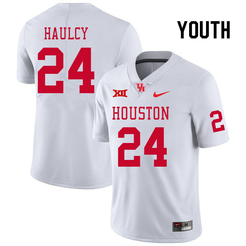 Youth #24 A.J. Haulcy Houston Cougars College Football Jerseys Stitched Sale-White
